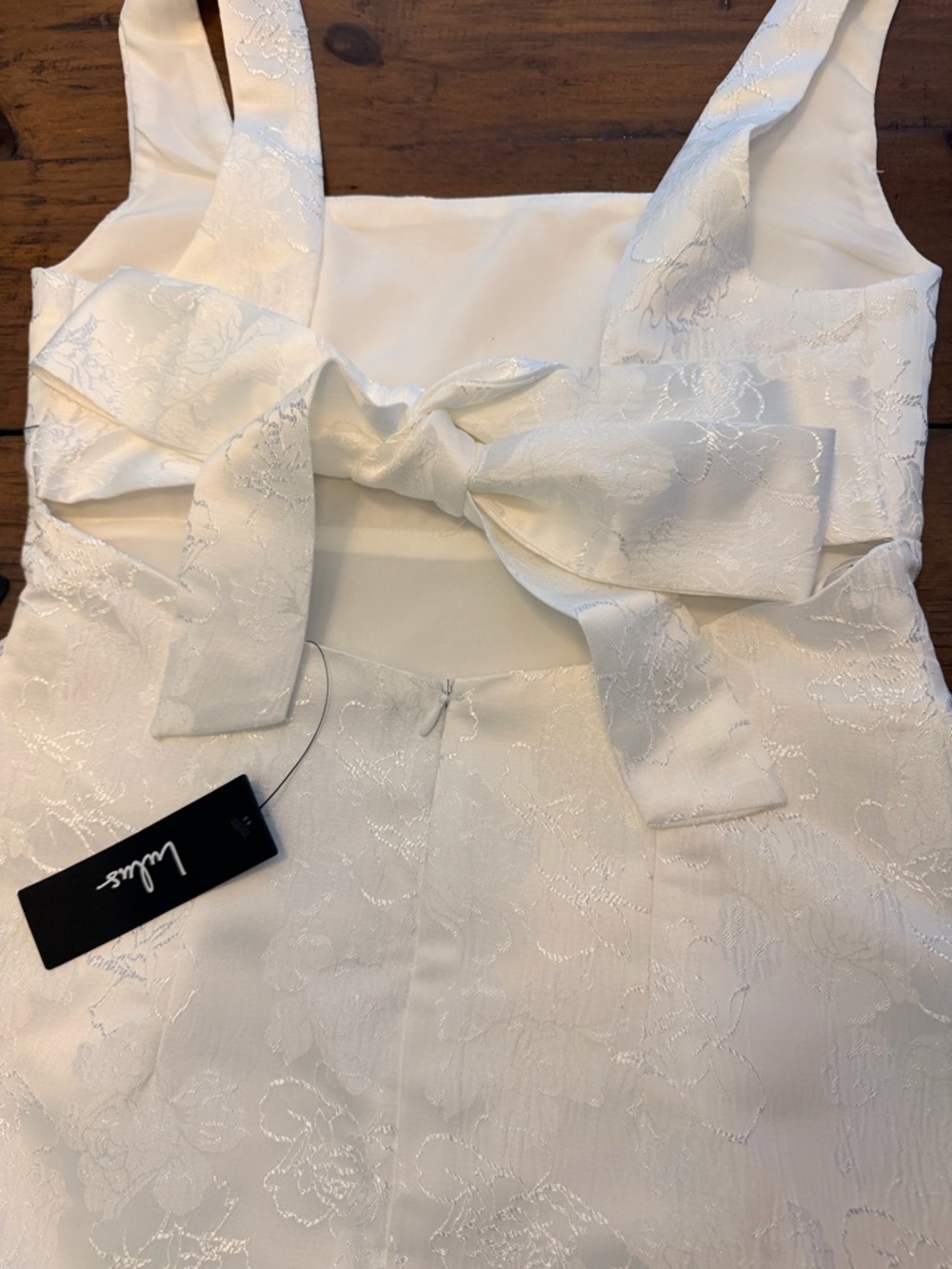 White Graduation Dress Jacquard Mini Open Back Bow Tie | Lulus | Size Small - Picture 9 of 12